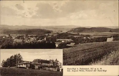 Ak Petersdorf Nordhausen in Thüringen, Gastwirtschaft, Inh. August Wille, Landschaftspanorama