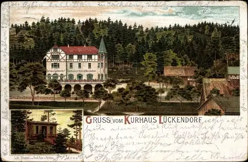 Litho Lückendorf Oybin in Sachsen, Kurhaus, Restaurant, Hotel, Edmundshütte
