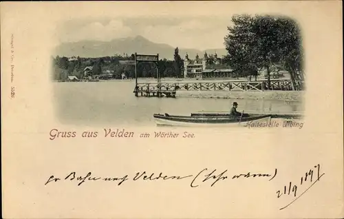 Ak Velden am Wörther See in Kärnten, Haltestelle Ulbing, Dampfschiff Landungsplatz, Ruderboot