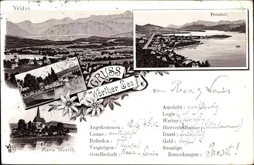 Litho Velden am Wörther See in Kärnten, Maria Wörth, Pörtschach, Landschaftspanorama