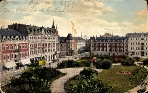 Ak Riesa an der Elbe Sachsen, Partie am Kaiser Wilhelm Platz