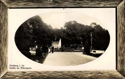 Präge Passepartout Ak Freiberg im Kreis Mittelsachsen, Partie im Albertpark