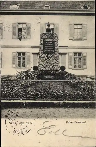 Ak Kehl am Rhein Ortenaukreis Baden Württemberg, Philipp von Faber Denkmal