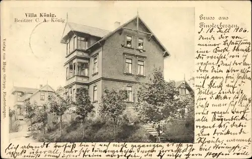 Ak Finsterbergen Friedrichroda Thüringen, Villa König, Bes. C. A. König