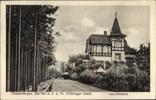 Ak Finsterbergen Friedrichroda Thüringen, Haus Rheingold, Straßenpartie, Bäume