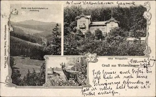 Ak Waltershausen im Thüringer Becken, Hotel Philippshöhe, Blick vom Baldrichstein