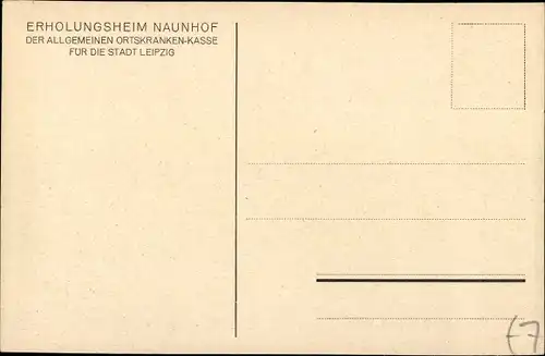 Ak Naunhof im Kreis Leipzig, Erholungsheim der Ortskrankenkasse Leipzig, Rückansicht