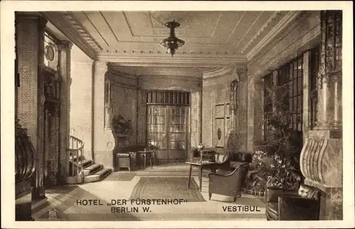 Ak Berlin Tiergarten, Hotel Der Fürstenhof, Vestibül, Potsdamer Platz