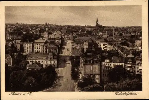 Ak Plauen im Vogtland, Bahnhofstraße, Teilansicht der Stadt