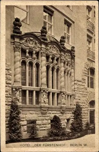 Ak Berlin Tiergarten, Hotel Der Fürstenhof am Potsdamer Platz, Teil der Hof Fassade