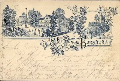 Vorläufer Litho Dresden Nordost Pillnitz, Gastwirtschaft auf dem Borsberg, Aussichtspunkt