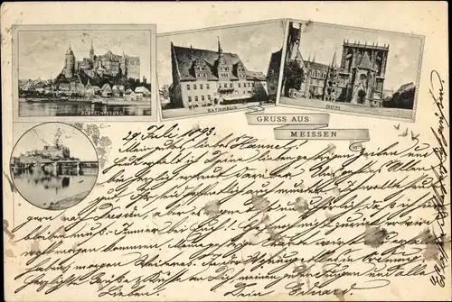 Vorläufer Ak Meißen in Sachsen, Albrechtsburg, Rathaus, Dom, Elbpartie