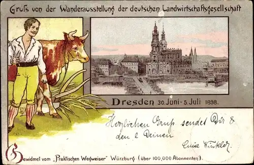 Litho Dresden, Wanderausstellung der deutschen Landwirtschaftsgesellschaft 1898, Kuh