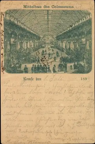 Vorläufer Litho Remse in Sachsen, Mittelbau des Colosseums, Gäste im Saal