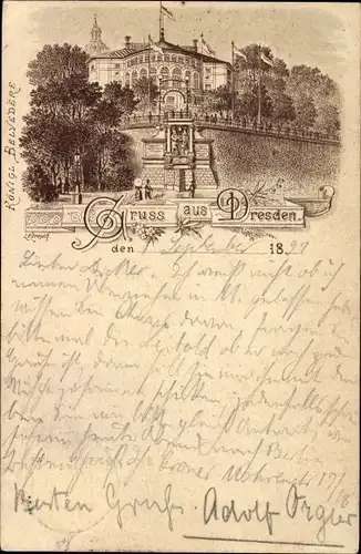 Vorläufer Litho Dresden Zentrum Altstadt, Königlich Belvedere, Terrasse, Denkmal