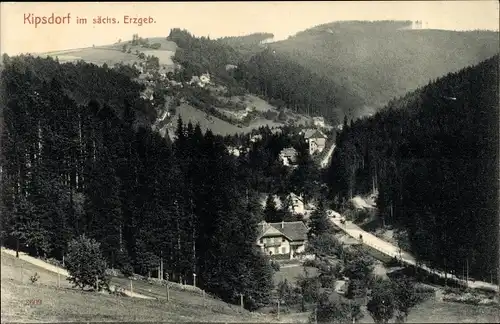 Ak Kipsdorf Altenberg im Erzgebirge, Panoramaansicht von Ortschaft und Umgebung