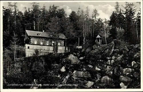 Ak Luisenburg Wunsiedel im Tal der Röslau Oberfranken, Hotel mit Schippeltürmchen