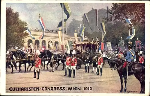 Künstler Ak Benesch, C., Wien 1. Innere Stadt, Eucharisten Kongress 1912, Kaiser Franz Joseph I.
