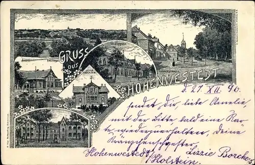 Litho Hohenwestedt in Schleswig Holstein, Villa Andersen, Pastorat, Landwirtschaftliche Lehranstalt