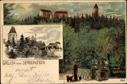 Künstler Litho Rosenberger, Seebenstein in Niederösterreich, Schloss, Jäger im Schlosspark