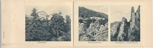 Leporello Ak Thale im Harz, Roßtrappe, Hirschgrund, Hexentanzplatz, Kronentempel, Teufelsbrücke