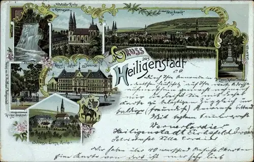 Litho Heilbad Heiligenstadt Eichsfeld Thüringen, Kirche, Gymnasium, Lehrerseminar, Denkmal, Schloss