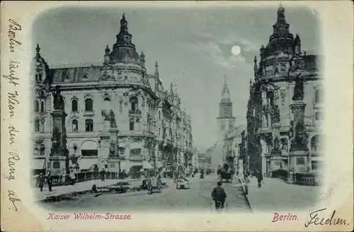 Mondschein Ak Berlin Mitte, Partie in der Kaiser Wilhelm Straße