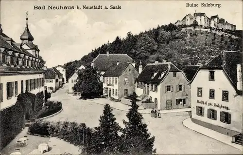 Ak Bad Neuhaus Bad Neustadt an der Saale Unterfranken, Ruine Salzburg, Gasthof zur Salzburg