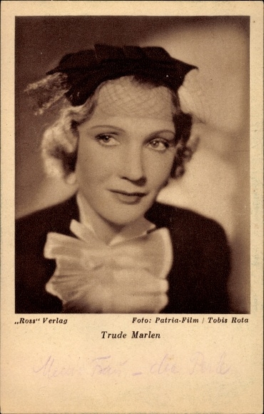 Ak Schauspielerin Trude Marlen, Portrait mit Hut, Ross Verlag Nr
