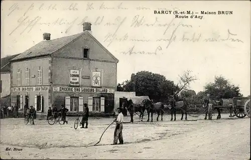 Ak Barcy Seine et Marne, Maison Brun, Route d'Acy