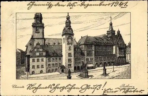 Ak Chemnitz in Sachsen, schöne Detailansicht