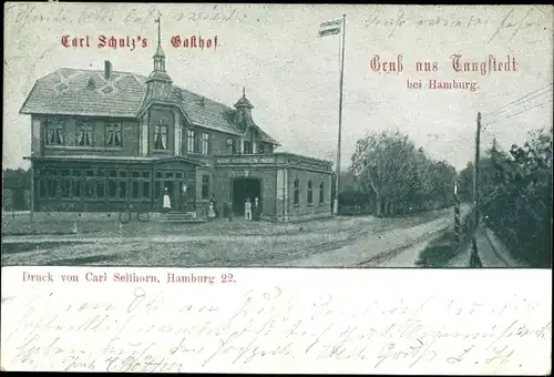 Ak Tangstedt in Schleswig Holstein, Carl Schulz's Gasthof, Straßenpartie im Ort