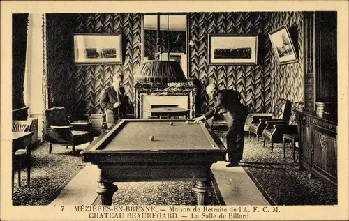 Ak Mézières en Brenne Indre, Maison de Retraite de l'AFCM, Château Beauregard, La Salle de Billard