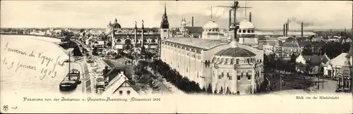 Klapp Ak Düsseldorf am Rhein, Industrie- und Gewerbeausstellung 1902, Blick von der Rheinbrücke