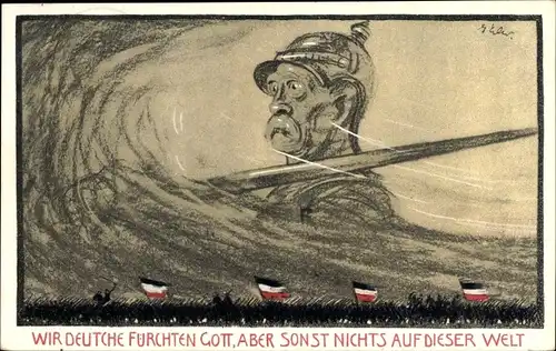 Künstler Ak Otto von Bismarck, Herzog zu Lauenburg, Bundeskanzler, Wir Deutsche fürchten Gott..