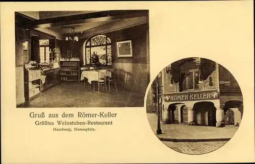Ak Hamburg, Weinstube Restaurant Römer Keller, Hansaplatz, Innenansicht