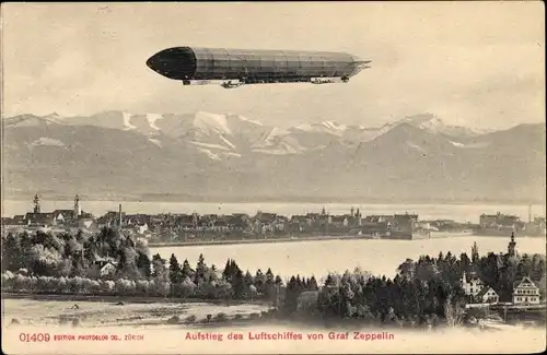 Ak Aufstieg des Luftschiffes von Graf Zeppelin