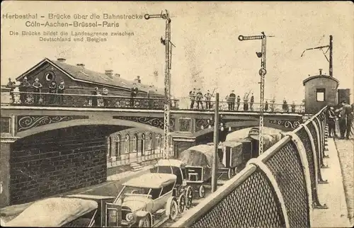 Ak Herbesthal Lontzen Wallonien Lüttich, Brücke über die Bahnstrecke, Landesgrenze