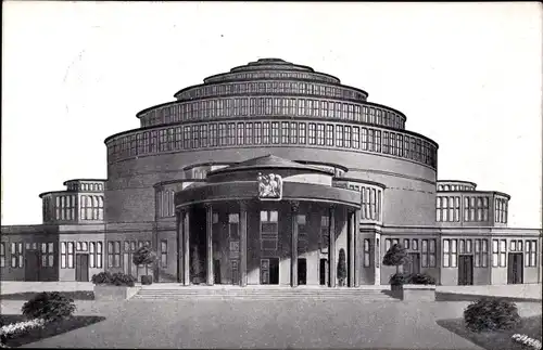 Ak Wrocław Breslau Schlesien, Blick auf die Festhalle