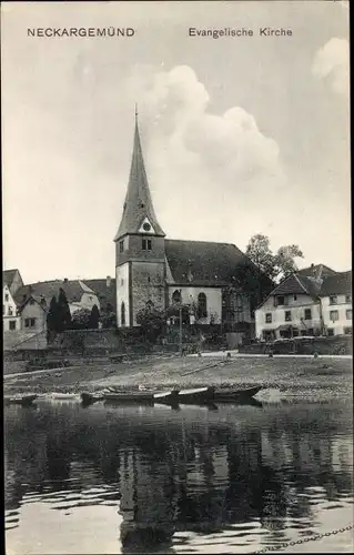 Ak Neckargemünd in Baden Württemberg, Blick auf die evangelische Kirche