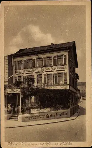 Ak Rüdesheim am Rhein in Hessen, Gasthof Restaurant Ernst Müller, Georg Faulhaber, Rheinstraße