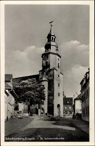 Ak Scheibenberg im Erzgebirge Sachsen, St. Johannis Kirche
