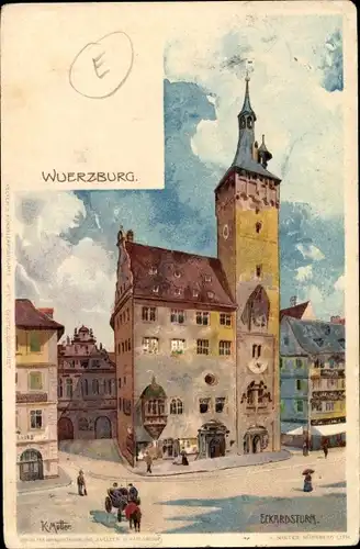 Künstler Litho Mutter, K., Würzburg am Main Unterfranken, Eckardsturm