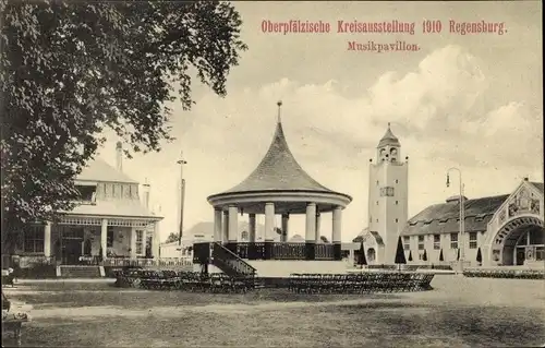 Ak Regensburg an der Donau Oberpfalz, Oberpfälzische Kreisausstellung 1910, Musikpavillon