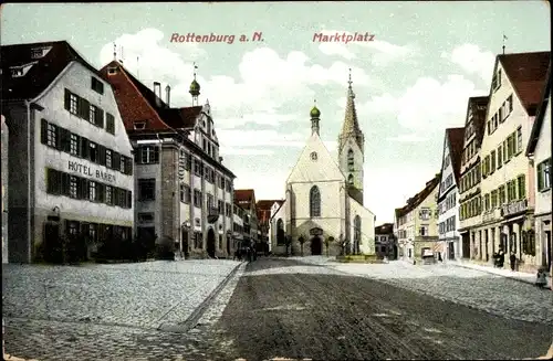 Ak Rottenburg am Neckar Baden Württemberg, Marktplatz, Hotel Bären