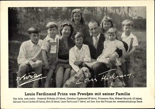 Ak Louis Ferdinand Prinz von Preußen mit seiner Familie, Kira, Christian Sigismund, Michael Heinrich