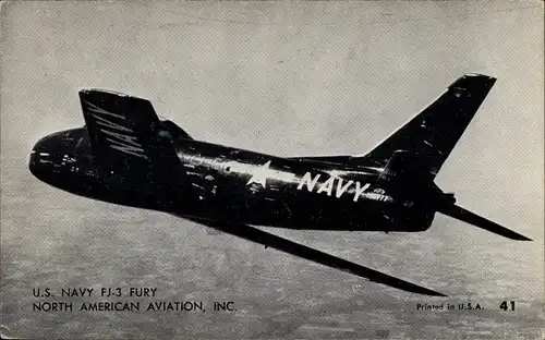 Ak US Amerikanisches Militärflugzeug, US Navy FJ-3 Fury, North American Aviation Inc.