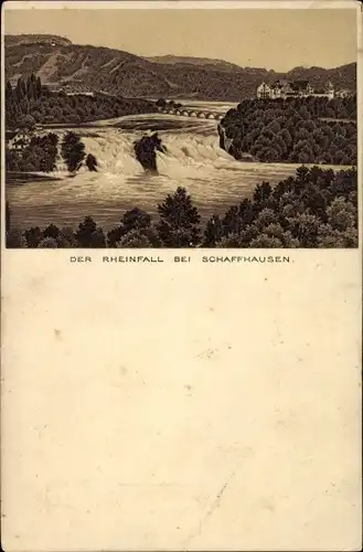 Litho Schaffhausen Stadt Schweiz, Partie am Rheinfall