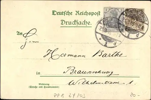 Ganzsachen Litho PP 8 B 4 03, Berlin, Kaiser Wilhelm Nationaldenkmal, Nestle'sches Kindermehl