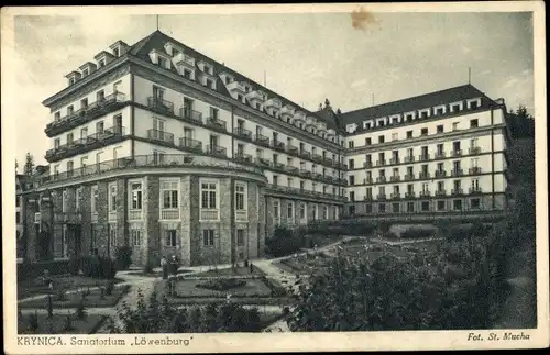 Ak Krynica Polen, Sanatorium Löwenburg, Außenansicht